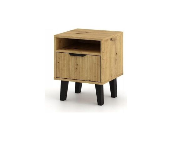 Top E Shop SCANDI 1S SLIM OAK ARTISAN BEDSIDE TABLE Naktsskapīši