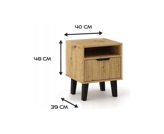 Top E Shop SCANDI 1S SLIM OAK ARTISAN BEDSIDE TABLE Naktsskapīši