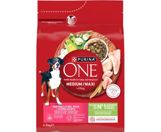 PURINA ONE MED/MAX Adult Turkey & Rice 2,5kg Suņu barība