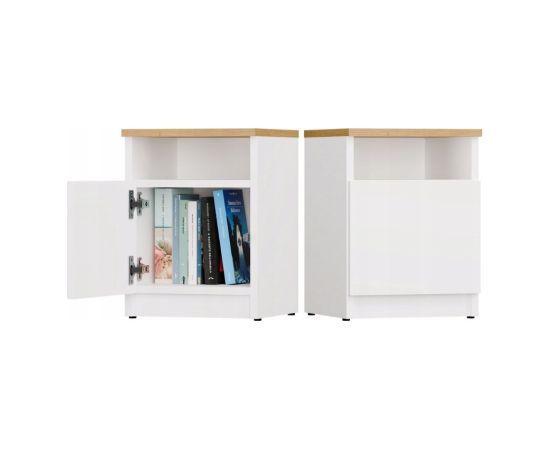 Top E Shop GALAX 30/1D WHITE/ARTISAN BEDSIDE TABLE Naktsskapīši