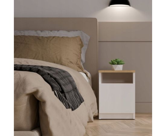 Top E Shop GALAX 30/1D WHITE/ARTISAN BEDSIDE TABLE Naktsskapīši