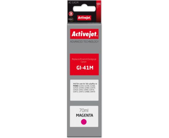 Activejet AC-G41M Ink bottle for Canon printers, Replacement for Canon GI-41M 4544C001; Supreme; 70 ml; purple Чернила для принтера