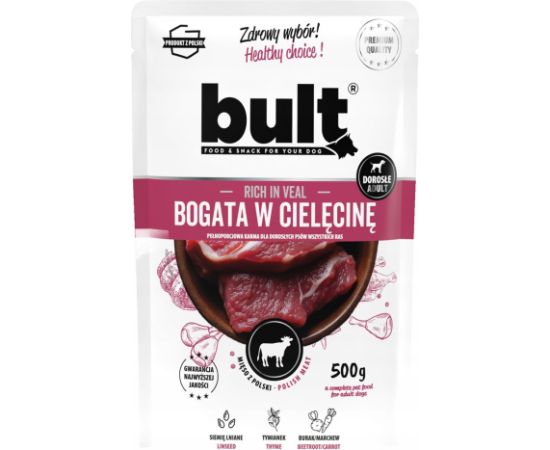 BULT Saszetka mielonka bogata w cielęcinę karma mokra dla psa 500g Suņu barība