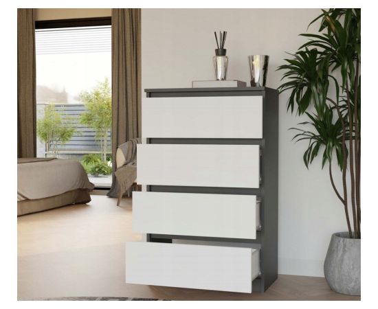 Top E Shop M4 MALWA CHEST OF DRAWERS 4 DRAWERS ANTHRACITE/WHITE Новинки Для дома и сада 
