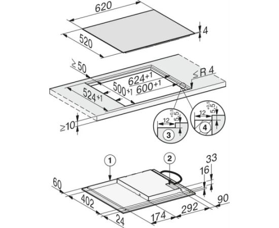 Miele KM 7363 FL iebūvējama indukcijas plīts virsma 62cm Iebūvējama virsma - Indukcijas