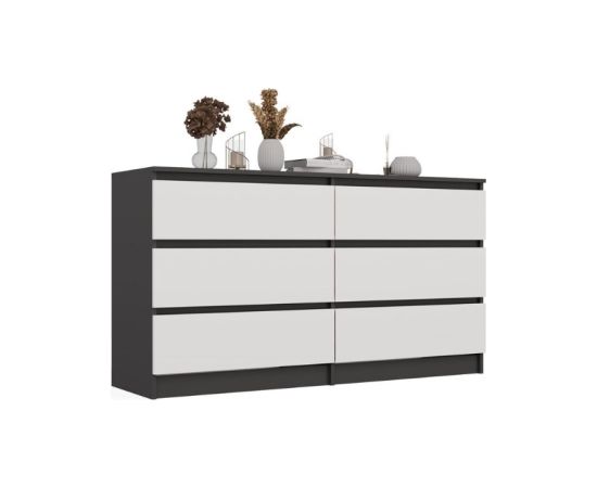 Top E Shop M6 MALWA CHEST OF DRAWERS 140 CM 6 DRAWERS ANTHRACITE/WHITE Новинки Для дома и сада 