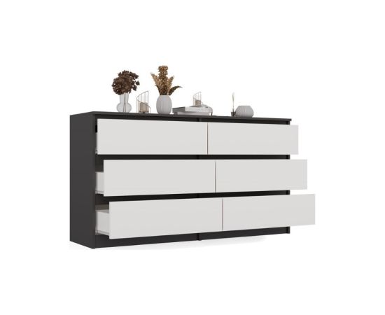 Top E Shop M6 MALWA CHEST OF DRAWERS 140 CM 6 DRAWERS ANTHRACITE/WHITE Новинки Для дома и сада 