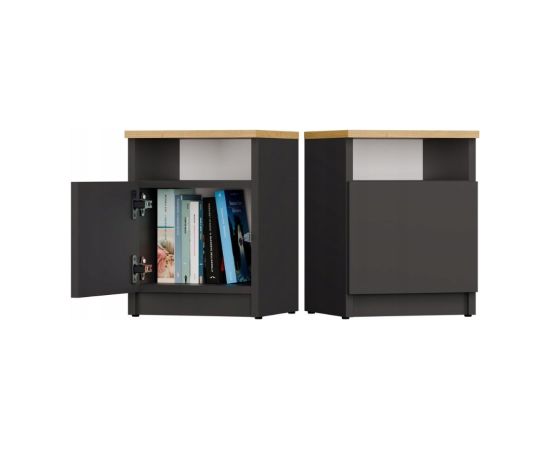 Top E Shop GALAX 30/1D BEDSIDE TABLE, ANTHRACITE/ARTISAN Прикроватные тумбочки