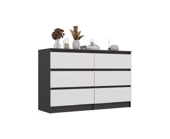 Top E Shop M6 MALWA CHEST OF DRAWERS 120 CM 6 DRAWERS ANTHRACITE/WHITE Новинки Для дома и сада 
