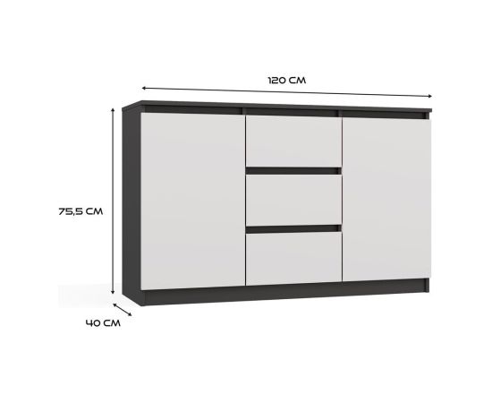 Top E Shop CHEST OF DRAWERS 2 DOORS 3 DRAWERS ANTHRACITE/WHITE Новинки Для дома и сада 