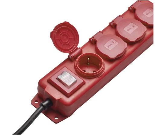 Emos Extension Cord 3 m / 4 sockets / switch / black–red / rubber-neoprene / 1.5mm² Strāvas pagarinātāji