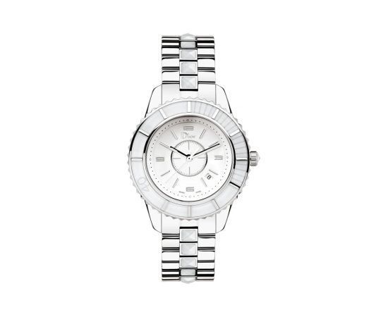 Rokas Pulkstenis Christian Dior VII Quartz Ceramic Strap Watch Silver 36 mm For Men Rokas pulksteņi 