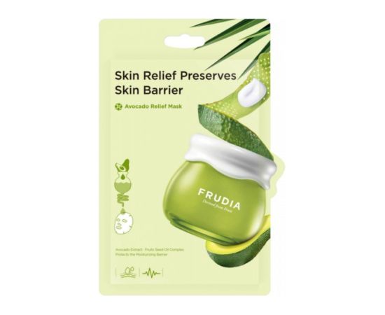 Frudia, Delivered From Fruit, Avocado, Stress Relief, Sheet Mask, For Face, 20 ml Sejas kopšana