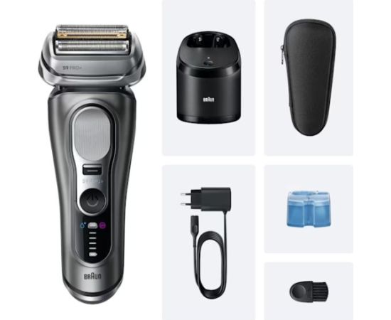 Braun Series 9 Pro+ 9655cc, Foil shaver, Grey, Buttons, Battery, Lithium-Ion (Li-Ion), Built-in battery Jaunumi - Skaistums
