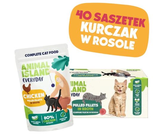 ANIMAL ISLAND kurczak w rosole karma dla kota monopak 40x85g Kaķu konservi
