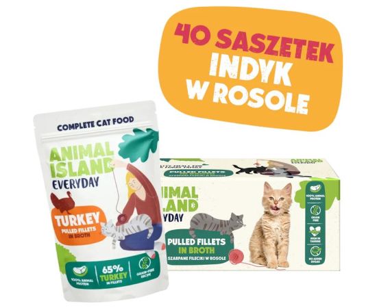 ANIMAL ISLAND Indyk w rosole karma dla kota monopak 40x85g Kaķu konservi
