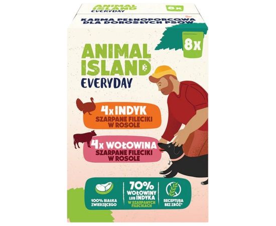 ANIMAL ISLAND indyk/wołowina saszetki dla psa 8x150g Suņu barība