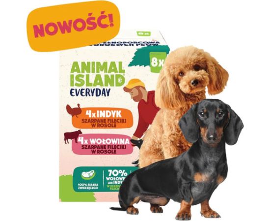 ANIMAL ISLAND indyk/wołowina saszetki dla psa 8x150g Suņu barība