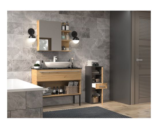 Top E Shop Topeshop NEL V DDS ANT/ART bathroom storage cabinet Graphite, Oak Новинки Для дома и сада 