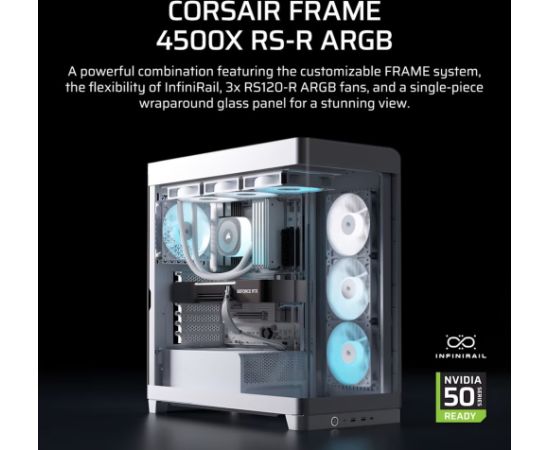Corsair 4500X RS-R ARGB Tempered Glass Mid-Tower, White Midi Tower Datoru korpusi
