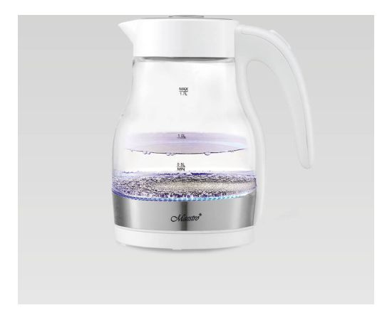Maestro MR061 electric kettle 1.7 L 2200 W Transparent, White Чайники (электрические)
