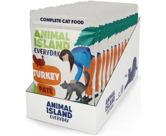 ANIMAL ISLAND pasztet Indyk saszetki dla kota 12x100g Kaķu konservi