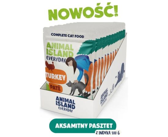 ANIMAL ISLAND pasztet Indyk saszetki dla kota 12x100g Kaķu konservi