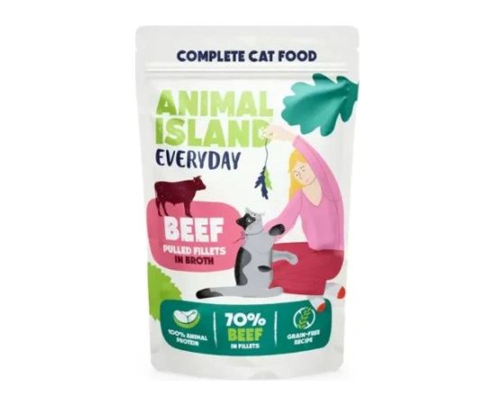 ANIMAL ISLAND wołowina w rosole karma dla kota monopak 40x85g Kaķu konservi