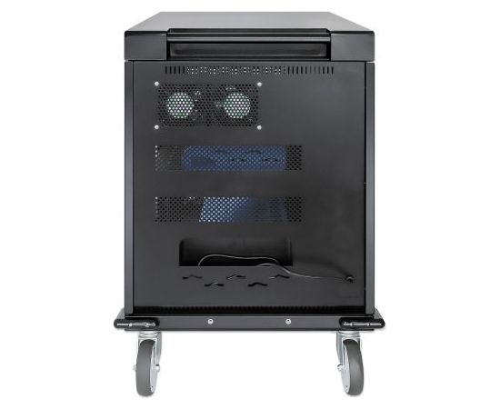 Manhattan Laptop Charging Cart/Trolley via AC Adapter (EU) 32-bay, Install device's AC Adapter (power cables) into unit, Suitable for ALL laptops (to 15.6"), iPads, MacBooks, Chromebooks, other USB-C devices, Bays 380x30x280mm, Cabinet, Lockable Uzlādes risinājumi