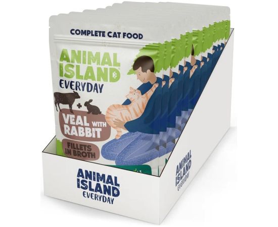 ANIMAL ISLAND cielęcina z królikiem saszetki dla kota 12x85g Kaķu konservi