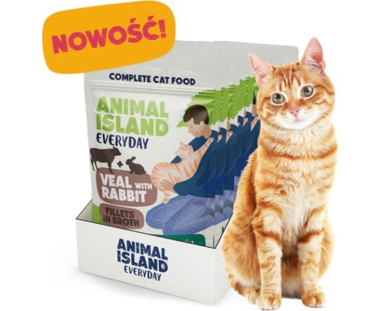 ANIMAL ISLAND cielęcina z królikiem saszetki dla kota 12x85g Kaķu konservi