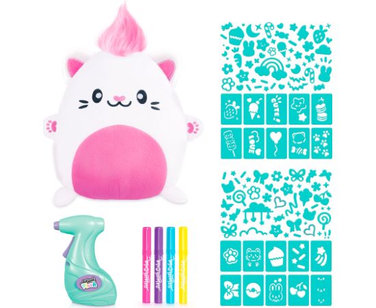 AIRBRUSH PLUSH Plīša DIY komplekts Kawaii Kitty ar aerogrāfu, 25 cm Mīkstās rotaļlietas