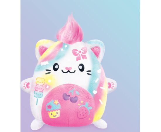 AIRBRUSH PLUSH Plīša DIY komplekts Kawaii Kitty ar aerogrāfu, 25 cm Mīkstās rotaļlietas
