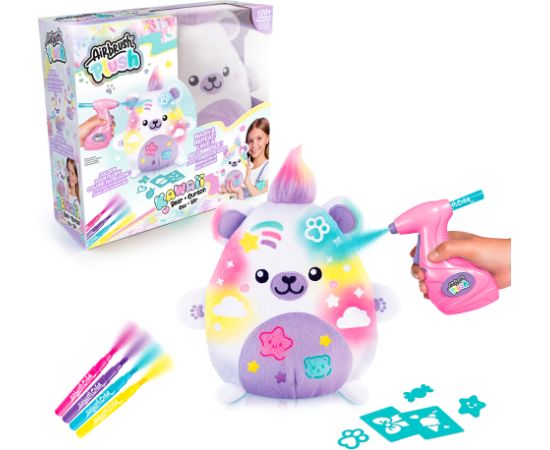 AIRBRUSH PLUSH Plīša DIY komplekts Kawaii Bear ar aerogrāfu, 25 cm Mīkstās rotaļlietas