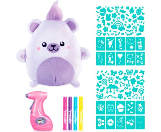 AIRBRUSH PLUSH Plīša DIY komplekts Kawaii Bear ar aerogrāfu, 25 cm Mīkstās rotaļlietas