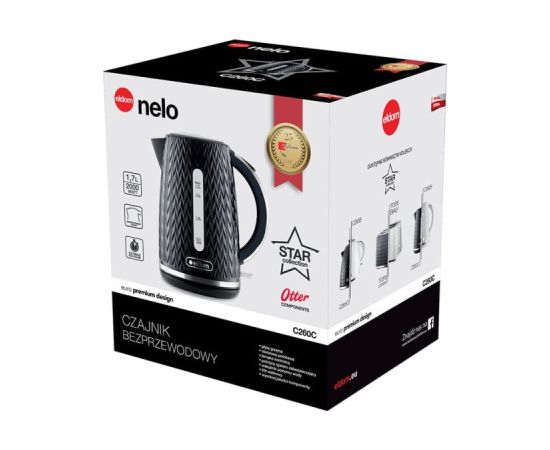 Eldom NELO kettle, capacity 1.7 l, power 2000 W, black Tējkannas (elektriskās)
