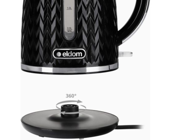 Eldom NELO kettle, capacity 1.7 l, power 2000 W, black Tējkannas (elektriskās)