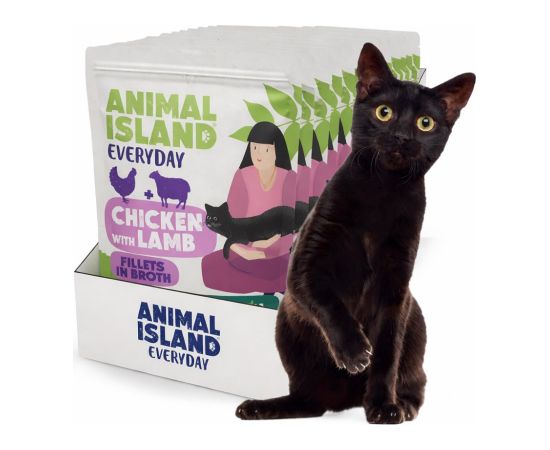 ANIMAL ISLAND kurczak z jagnięciną saszetki dla kota 12x85g Kaķu konservi