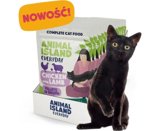 ANIMAL ISLAND kurczak z jagnięciną saszetki dla kota 12x85g Kaķu konservi