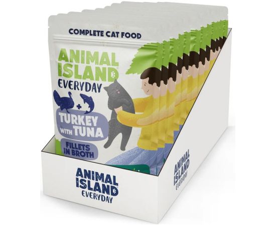 ANIMAL ISLAND indyk z tuńczykiem saszetki dla kota 12x85g Kaķu konservi
