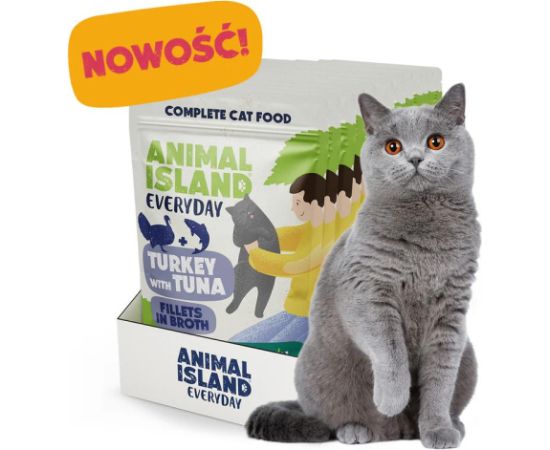 ANIMAL ISLAND indyk z tuńczykiem saszetki dla kota 12x85g Kaķu konservi