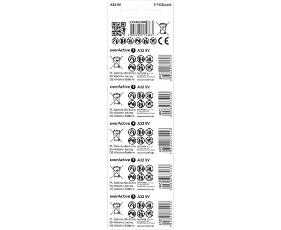 Alkaline batteries to a car remote A32/32A 9V blister 5 pcs. Батарейки, аккумуляторы