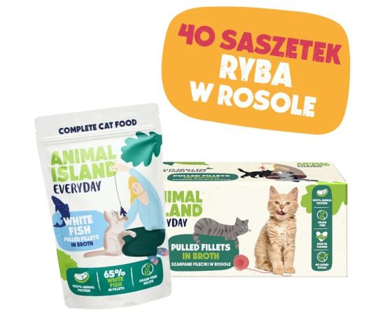 ANIMAL ISLAND biała ryba w rosole karma dla kota monopak 40x85g Kaķu konservi