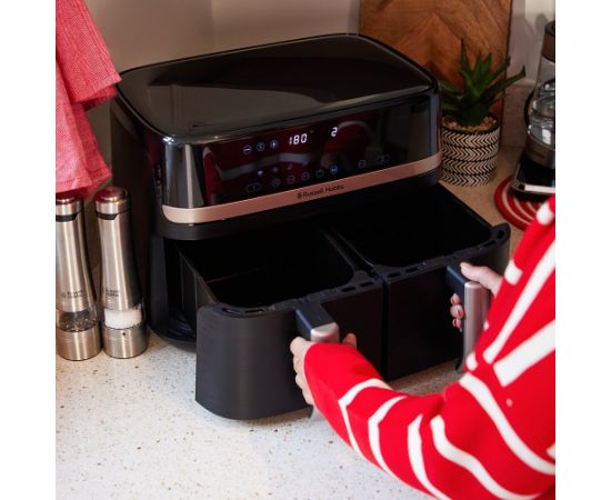 Russell Hobbs Air Fryer Dual 9 L Freestanding 2800 W Black Karstā Gaisa Katli (AirFryer)