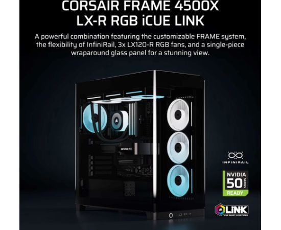 Corsair 4500X LX-R RGB Tempered Glass Mid-Tower, Black Midi Tower Datoru korpusi