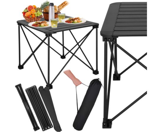 Saliekams tūrisma galds Springos CS0113, 52.5x52.5x46 cm, melns Jaunumi, mēbeles, māja
