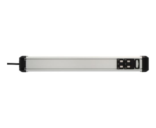 Brennenstuhl Premium-Protect-Line 6-way power strip, black/aluminum, 3 meters, 60,000A surge protection, 2x USB-A Strāvas pagarinātāji