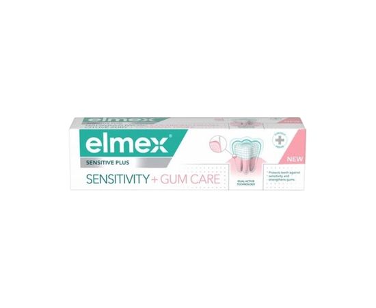 Elmex Sensitive Plus Sensitivity + Gum Care Toothpaste - Zubní pasta pro citlivé zuby a dásně 75ml Zobu pastas un mutes dobuma skalojamie līdzekļi