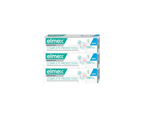 Elmex Sensitive Plus Complete Protection Tripack Toothpaste 75ml Zobu pastas un mutes dobuma skalojamie līdzekļi
