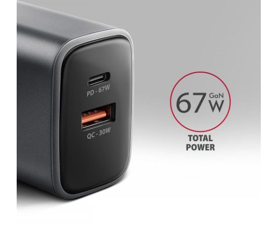 MOBILE CHARGER WALL USB 67W/GAN 2PORT ACU-PQ67 AXAGON Новинки смартфонов и телефонов